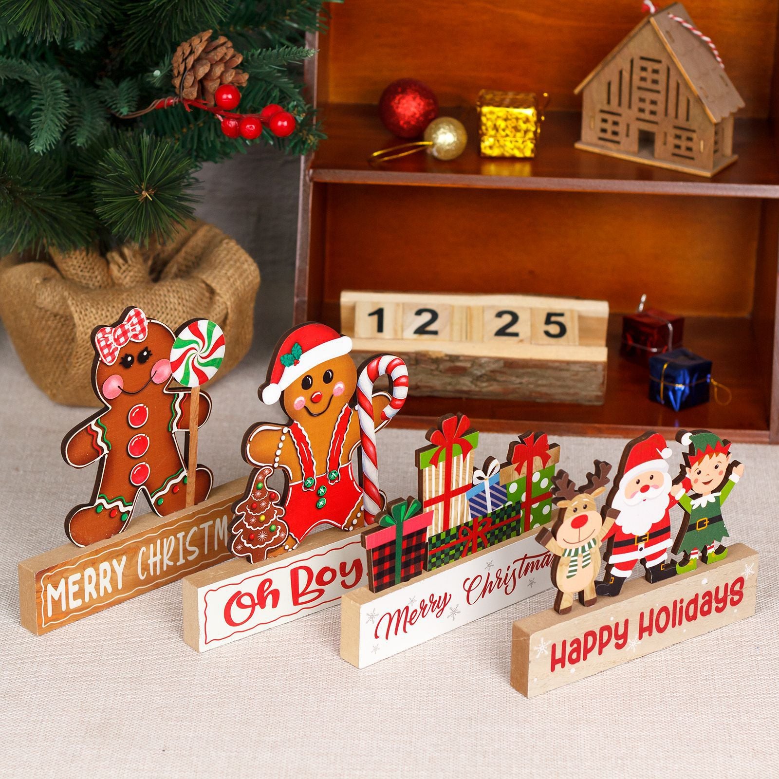 Christmas Decorations Desktop Decorations Christmas Gingerbread Man Biscuit Man Christmas Wooden Ornaments
