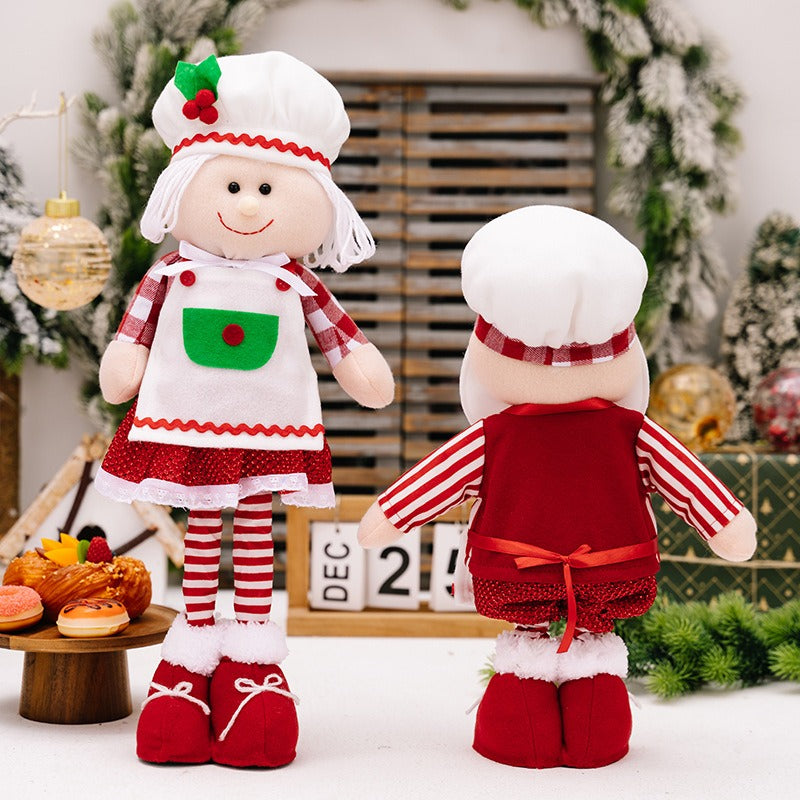 Christmas Chef Hat Old Man Snowman Telescopic Doll Christmas Old Man Doll Decoration