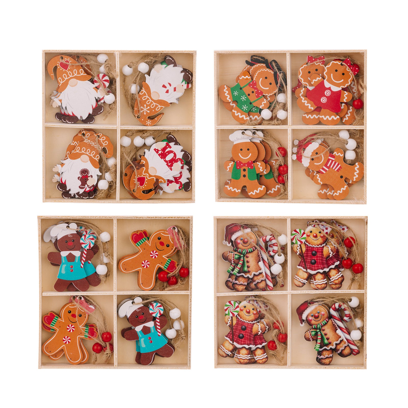 Christmas Decorations Creative Biscuit Man Wooden Pendant Christmas Tree Dwarf Small Pendant Gingerbread Man Pendant