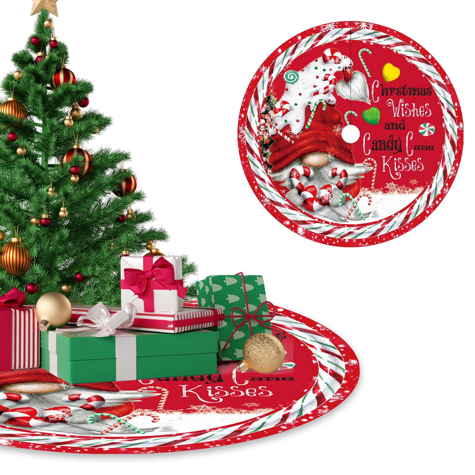 120CM Christmas tree skirt forest tree bottom dress up Christmas tree ornaments cartoon tree around
