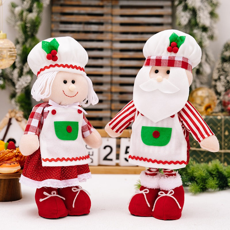 Christmas Chef Hat Old Man Snowman Telescopic Doll Christmas Old Man Doll Decoration