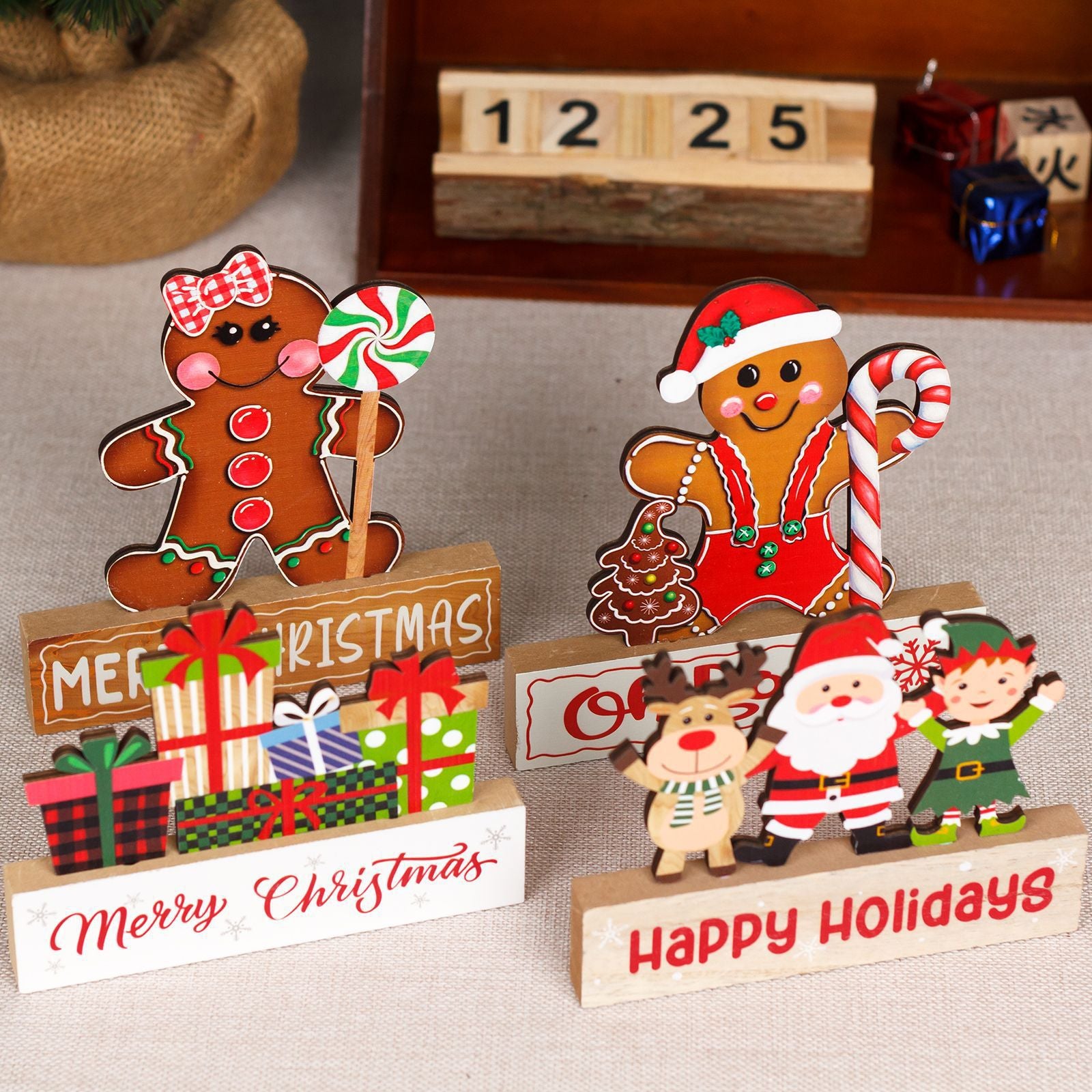 Christmas Decorations Desktop Decorations Christmas Gingerbread Man Biscuit Man Christmas Wooden Ornaments