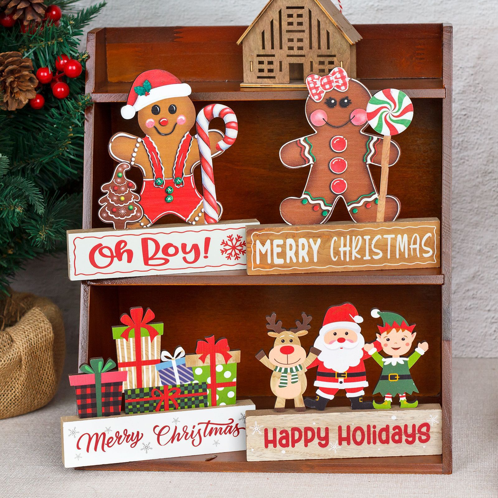 Christmas Decorations Desktop Decorations Christmas Gingerbread Man Biscuit Man Christmas Wooden Ornaments