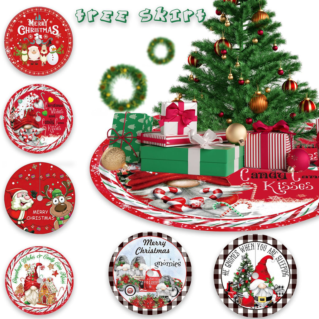 120CM Christmas tree skirt forest tree bottom dress up Christmas tree ornaments cartoon tree around