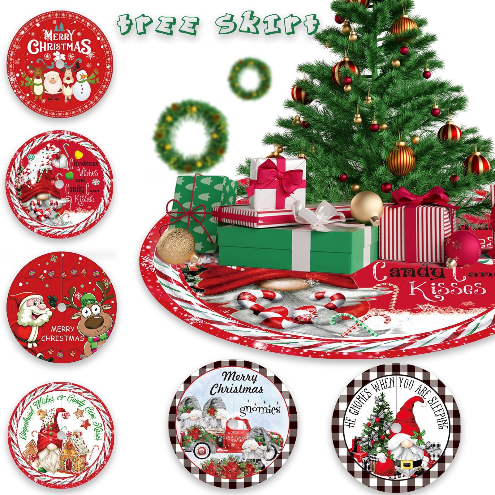 120CM Christmas tree skirt forest tree bottom dress up Christmas tree ornaments cartoon tree around