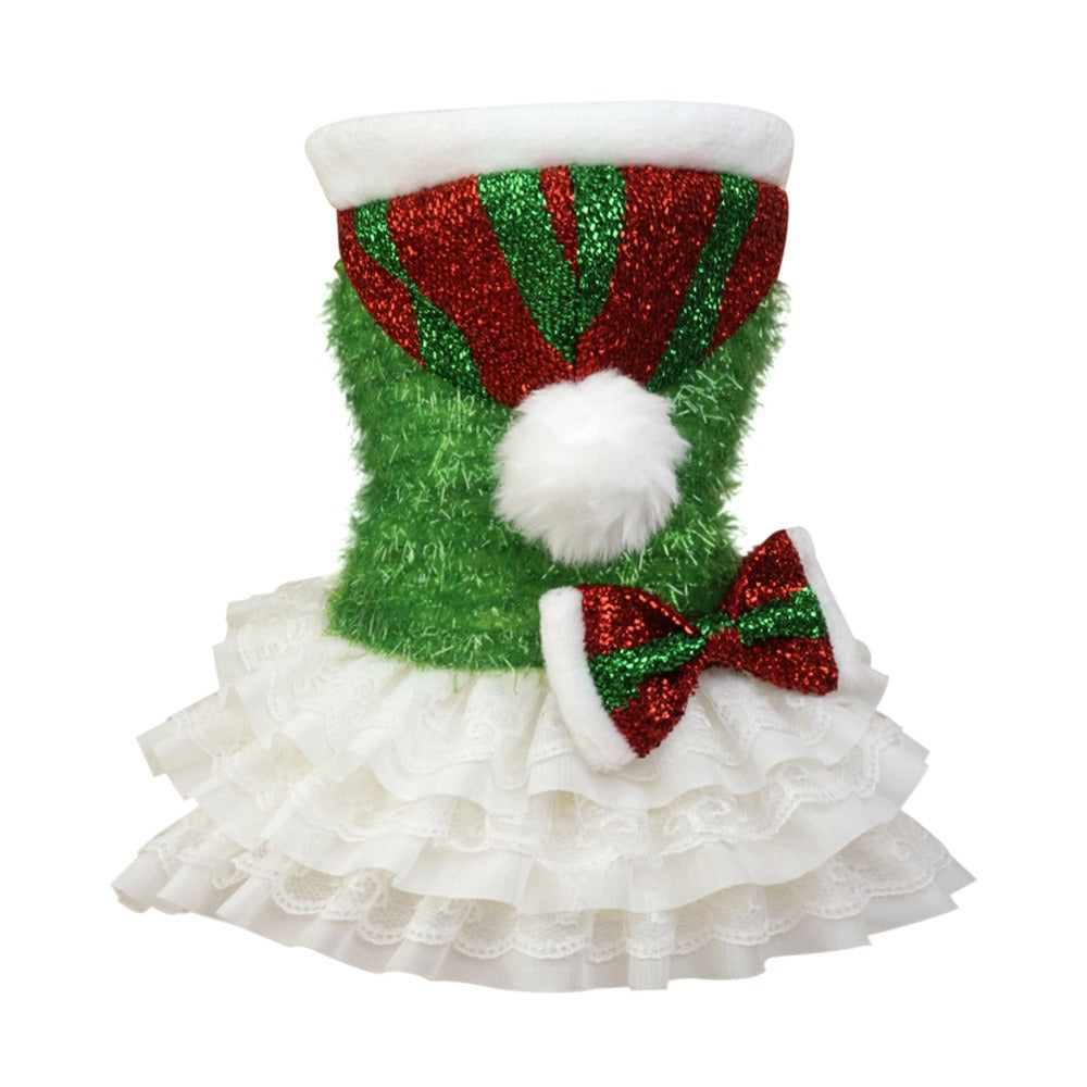 Christmas Cross border Pet Dog Clothes Christmas Party Holiday Atmosphere Hooded Cake Skirt